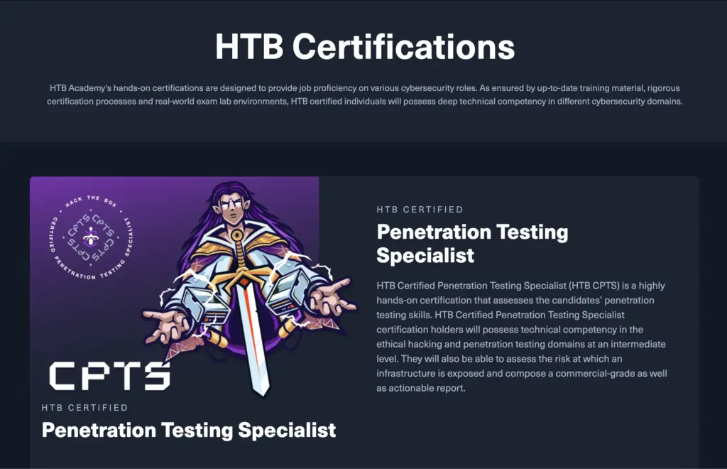 HackTheBox Certificates Front Page