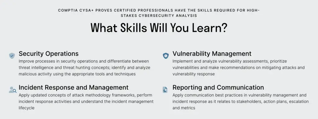 CySa+ What Skills Will You Learn