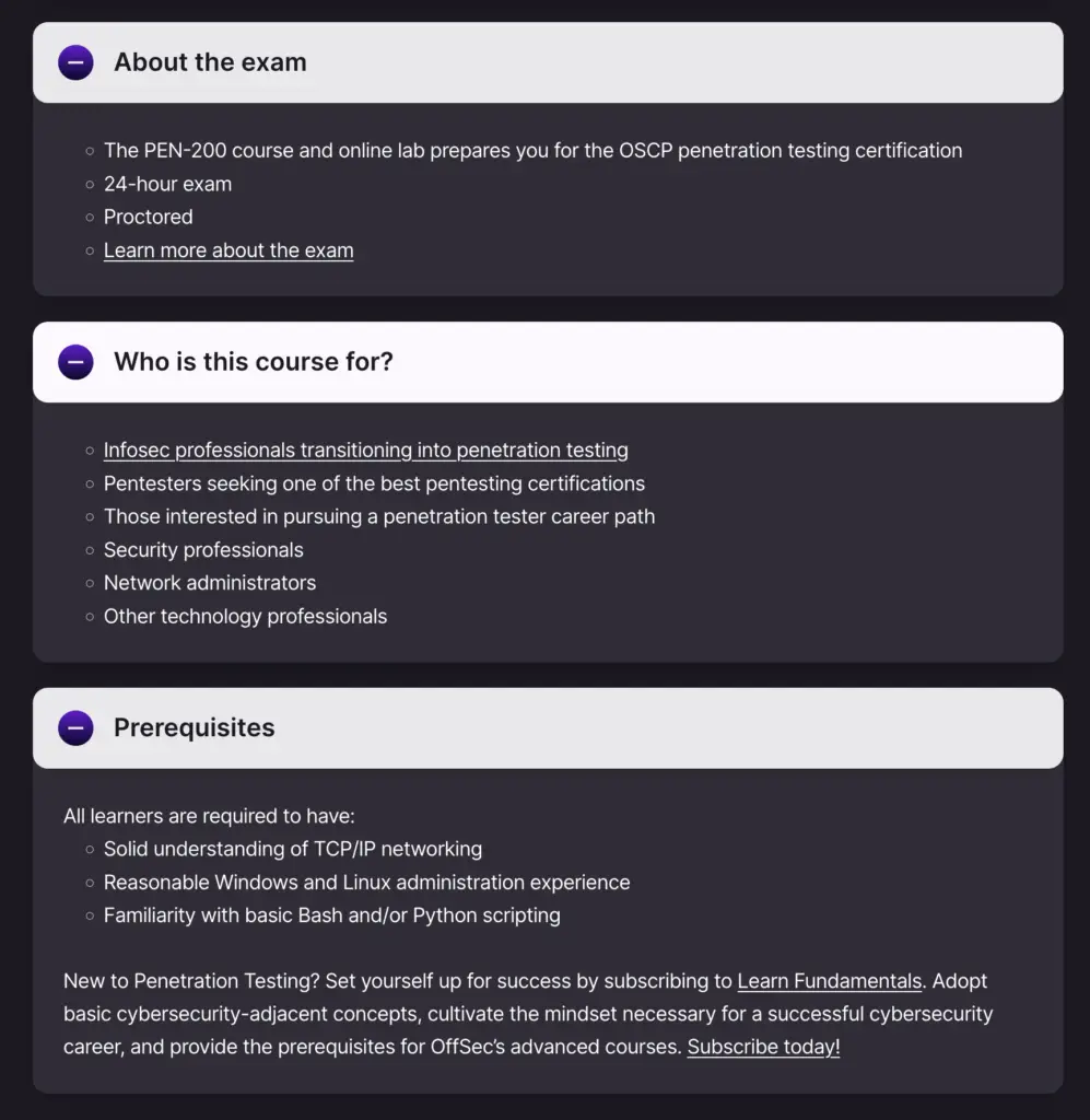 OSCP Details From Site